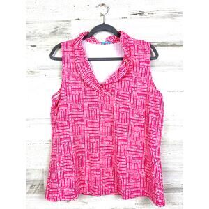 J. McLaughlin Womens XL Pink Classic Sleeveless Ruffle V-Neck Catalina Top NEW